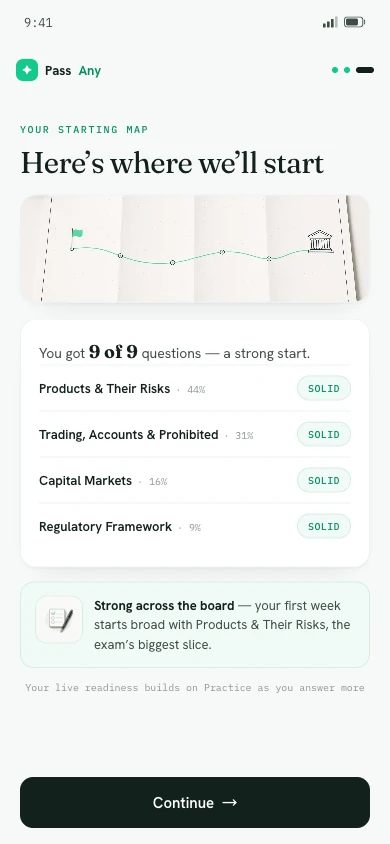 The SIE securities-prep app on a phone